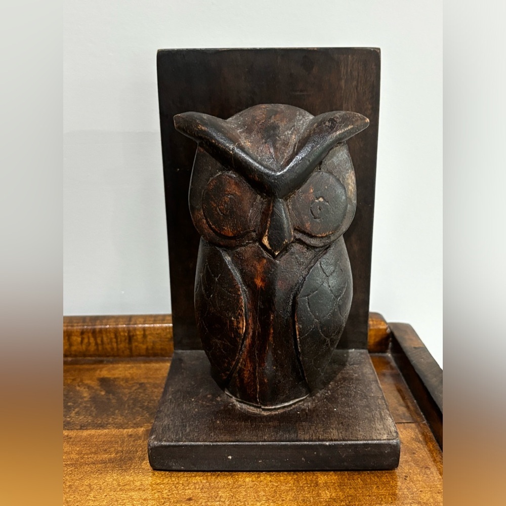 Hand carved wooden owl bookend from World Market